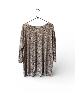 Reb in J 3/4 Sleeve Leopard Print Top Blouse Sz M Made in USA Teacher Career